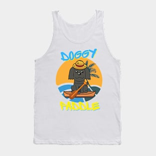 Cute black sheepdog doing the doggy paddle on a boat Tank Top